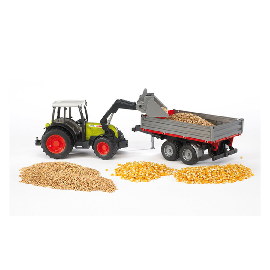 Bruder Claas Nectis 267 F mit Frontlader und Bordwandanhänger