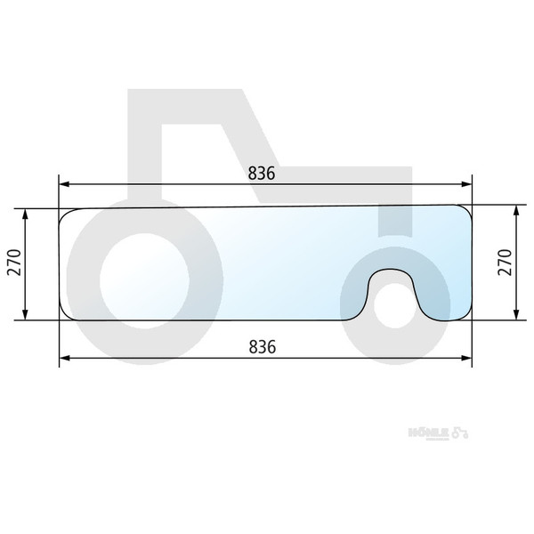 Heckscheibe unten mit Aussparung passend zu Traktor Case IH 