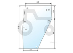 Türscheibe links zu Traktor Deutz-Fahr DX - 8 Bohrungen