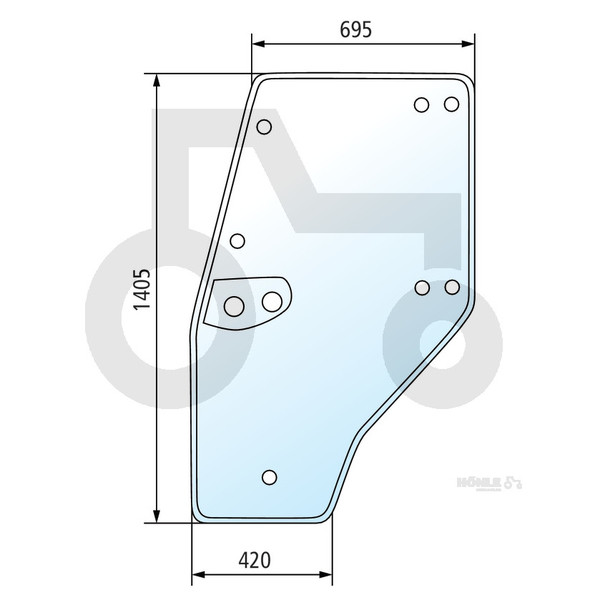 Türscheibe links zu Deutz-Fahr DX3, Agroprima und AgroXtra