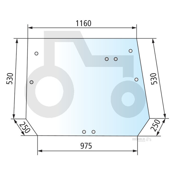 Heckscheibe oben gewölbt für Deutz, Same und SLH 