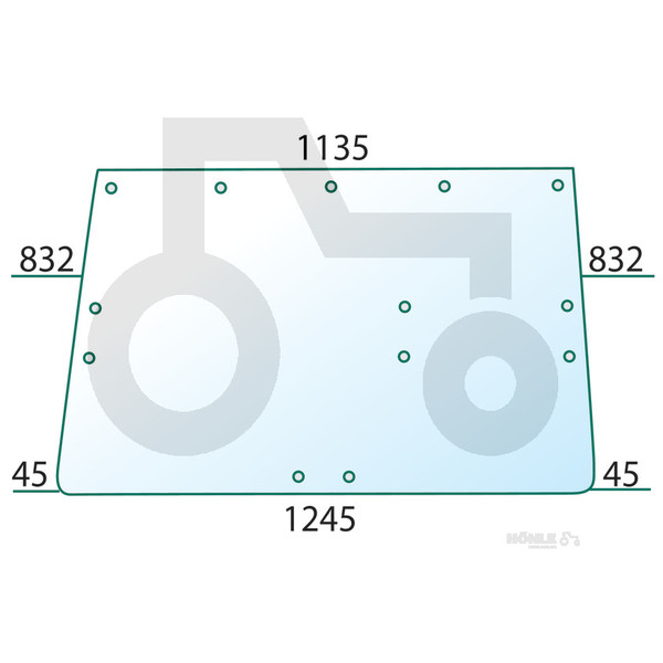 Heckscheibe oben John Deere L36606 alt, (5-Loch-Scharnier)