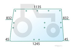 Heckscheibe oben John Deere L36606 alt, (5-Loch-Scharnier)