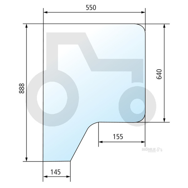 Türscheibe hinten für Traktor Case IH XL 743-1455 links + rechts 